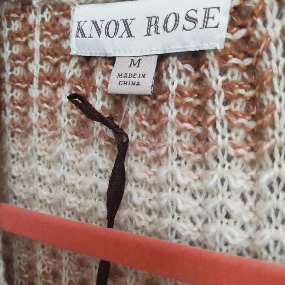 Knox rose cardigan sweater size medium nwt pink strip chunky knit - Picture 2 of 7